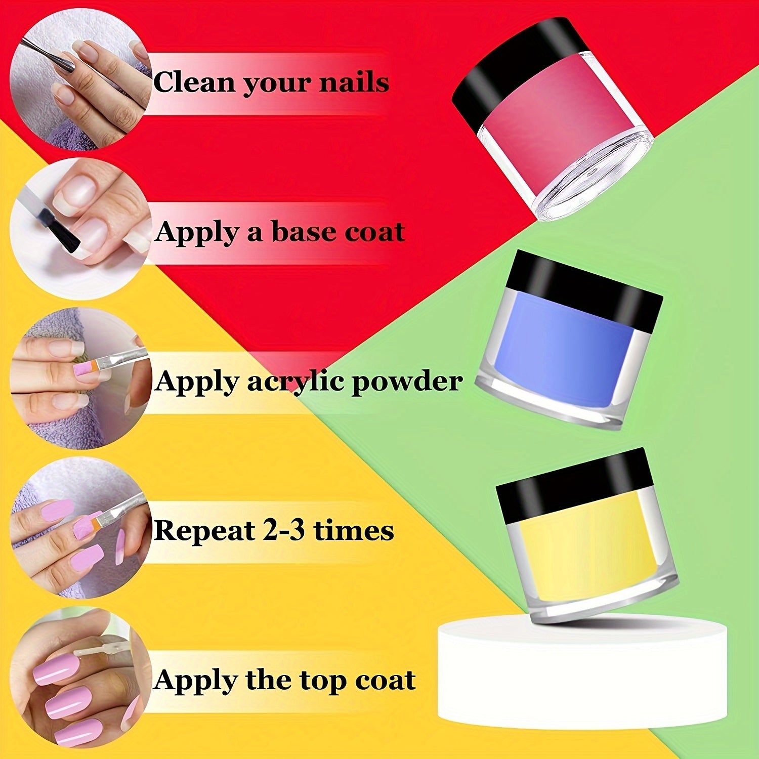 24 Colors Acrylic Nail Powder Set, Colored Acrylic Powder For Nails DIY Art Design 3D Manicure Extension Gifts For Women And Girls